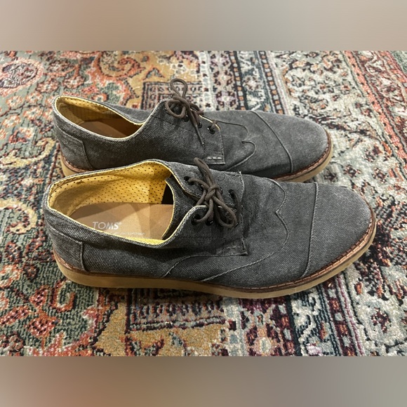 FINAL PRICE Toms Mens 140515 Gray Cap Toe Denim Lace Up Oxford Dress - Picture 6 of 7